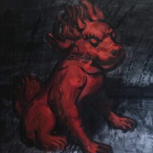 ZHANG - Bête rouge 红兽 - Technique mixte sur toile - 140 x 250 cm