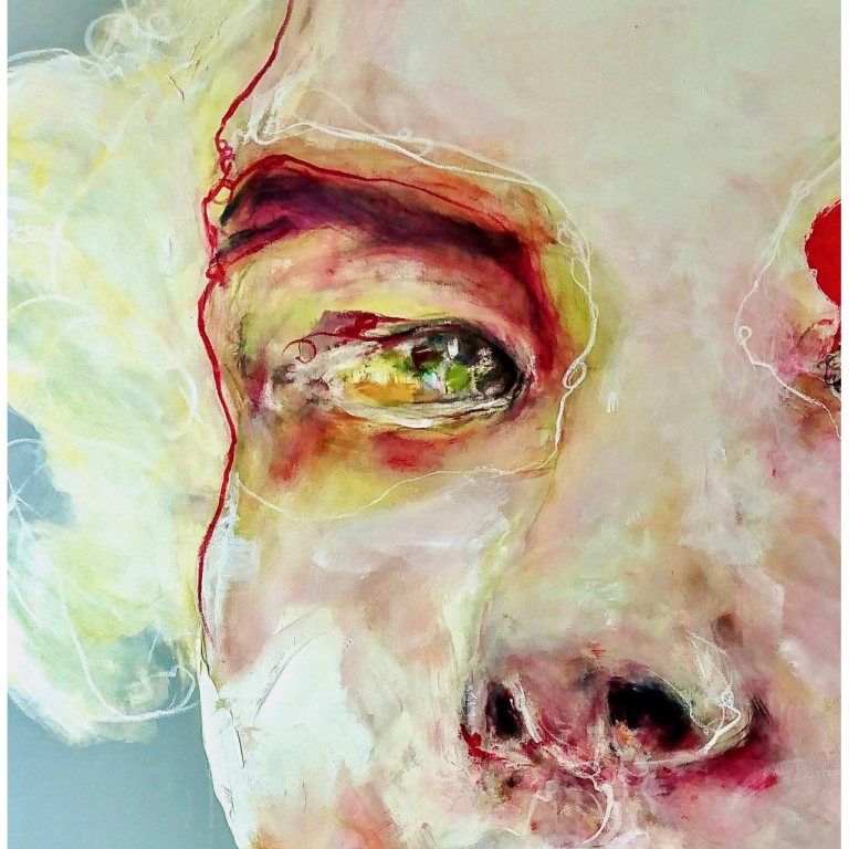 Sabine DANZE, Monsieur de Paris, Huile sur toile, 150 X150 cm