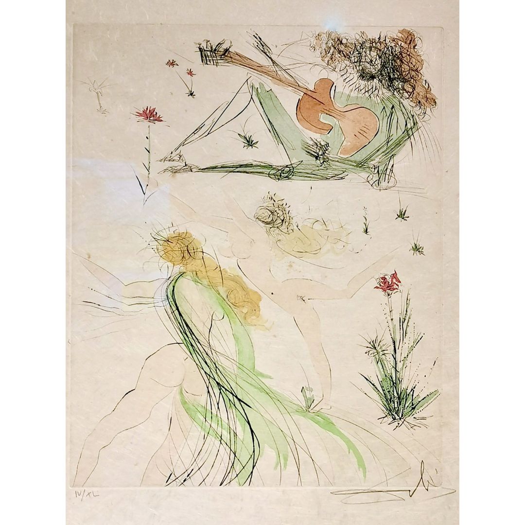 DALI Salvador, Les Danseuses Nues, Aquatinte Sur Papier Japon, Signée N° IV XL, 29 X 32 Cm