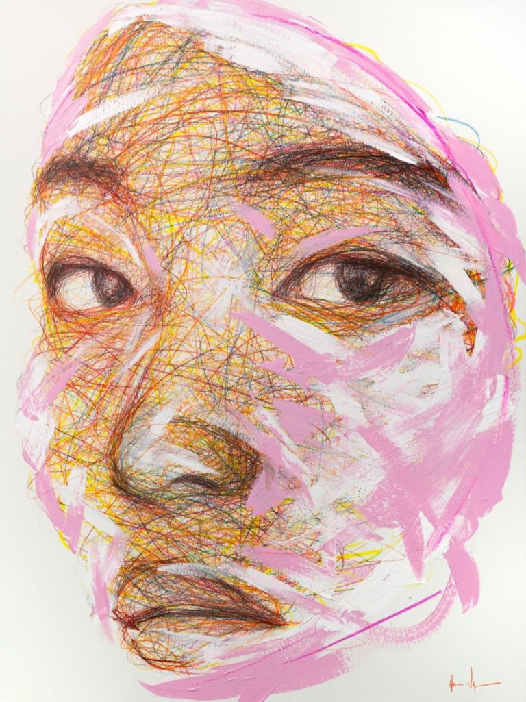 Hom NGUYEN Ma Mère Et Moi 80 X 60cm (dessin)